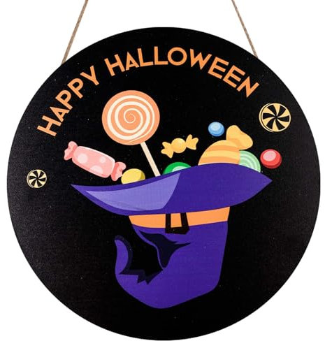 Panneau Porte Halloween, Bois Panneau à Suspendre pour Halloween Panneau Halloween Couronne de Porte Halloween Décoration Halloween Porte pour la Maison Fêtes les Murs Les Fenêtres (Style 2)