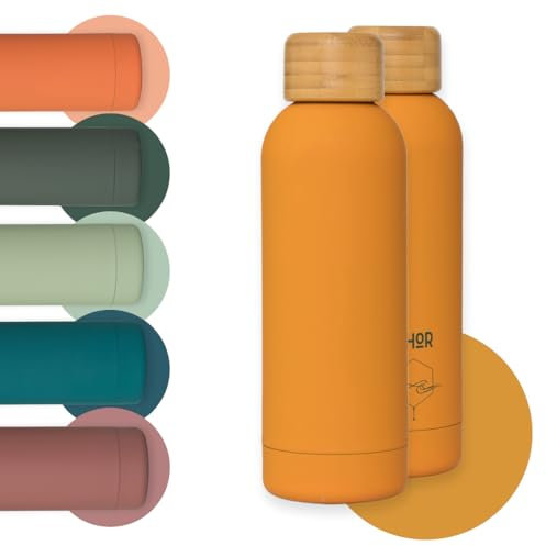 Insulated Water Bottles 500ml – Soft Feel Matte Finish, No straw Insulated Flask is BPA-Free, Leakproof & lightweight – Hot 12H & Cold 24H – Ideal for Travel, Gym & Hiking. Sunset Gold By Perevor