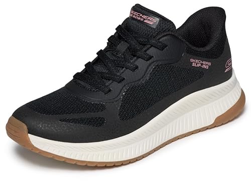 Skechers Women's Bobs Squad 4 Staple Look Trainers, Black Mesh Trim, 3.5 UK