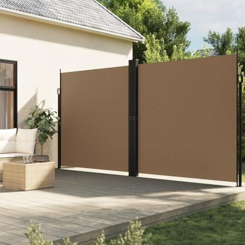 Homgoday Toldo Lateral retráctil Gris Taupe 200x1200 cm, Toldo de Exterior, Protege la Privacidad, Protector Solar a Prueba de Viento, Separador de Ambientes Exterior para Balcón, Jardin y Terraza