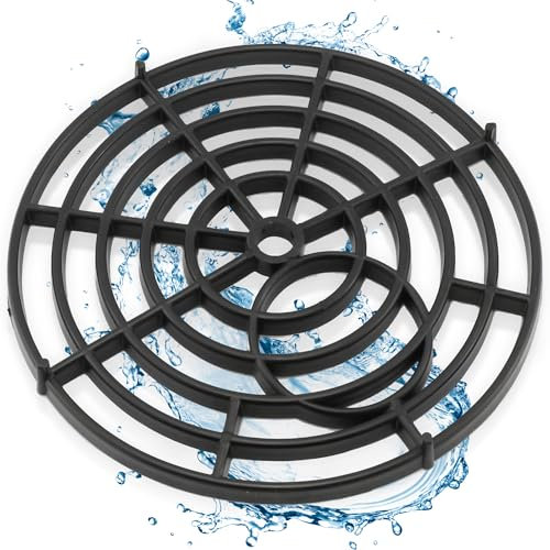 Black Drain Cover - (7,175mm) - Diameter Plastic Outdoor Drain Cover To Stop Leaves and Debris, Gully Grid (2 Pack)