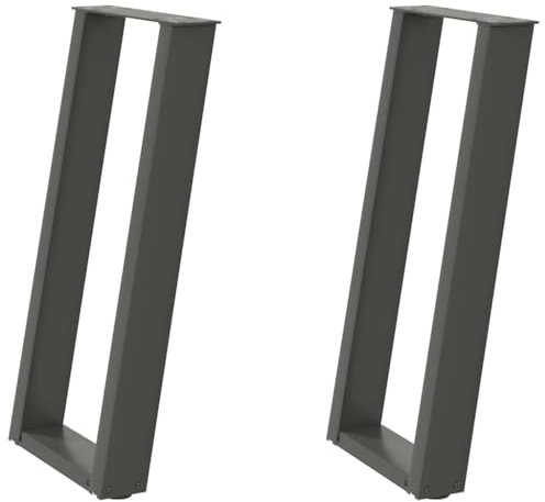 vidaXL Pieds de Table Console en U, 2 pièces, Anthracite, 28 x (72-73) cm, Acier
