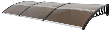 Vordach für Haustür, 90x300cm Überdachung Haustür Bogenvordach, Haustürüberdachung für Vorder- und Hintereingänge, Fahrradunterstände, Pavillons (Braun und Schwarz)