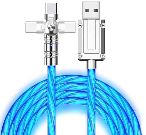 FunnAura 1M Light up Charging Cable, 180° Rotating Type C Charger Cable Compatible with iPhone 15/16 Samsung Galaxy S20/S10/S9/S8