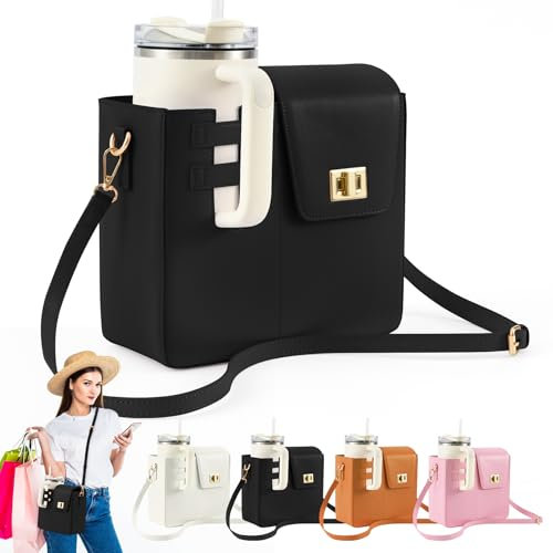 YAOZUP Borsa Porta Bottiglia d'acqua, Borsa per Stanley Cup con Scomparto e Tracolla Regolabile, Borsa con Portabottiglie d'Acqua, Porta Bottiglia D'acqua alla Moda