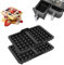 HOTUT Silicone Air Fryer Liner, 2 Pcs Air Fryer Silicone Waffle Moulds, Air Fryer Waffle Mould Accessories for Ninja Dual Air Fryer AF400UK/AF451UK, Reusable Silicone Waffle Mould, Black