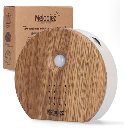 Melodiez Vogelgeräusche Hütte mit Sensor - Box Inkl. Batterien und 4 natürlichen Vogel, Ozean und Dschungel Geräusche - Vogelhaus mit Sound - Haus oder WC (Nordholz, Kompaktes Design)