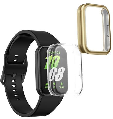 kwmobile 2X Schutzhülle kompatibel mit Samsung Galaxy Fit 3 Hülle - Fullbody Cover Set aus Silikon - Transparent Gold
