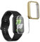 kwmobile Carcasa Compatible con Samsung Galaxy Fit 3 Funda - 2X Protector Pantalla Completo - Ultrafino y antigolpes - Transparente/Dorado