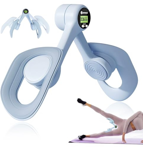 PLLYPE Oberschenkeltrainer Beckenbodentrainer für Frauen, Trainingsgerät für Weibliches Gesäß, Beintrainer Po Beinpresse Oberschenkel Beckenboden, Innere Oberschenkelübungsgeräte mit Zähler (Blau)