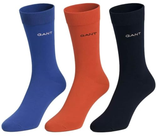 GANT Mens Soft Cotton Socks 3 Pack (UK, Numeric, 6, 8, Regular, Regular, Rich Blue)