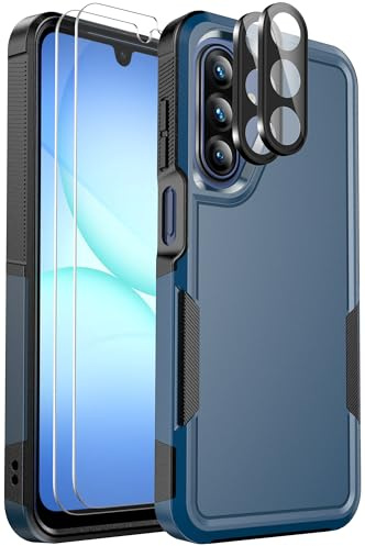 Ezanmull for Samsung Galaxy A17 5G Case with Military Grade Protection | 15 FT Drop Protection | Glass Screen Protector | Camera Lens Protector | Non-Slip Shockproof (Blue)