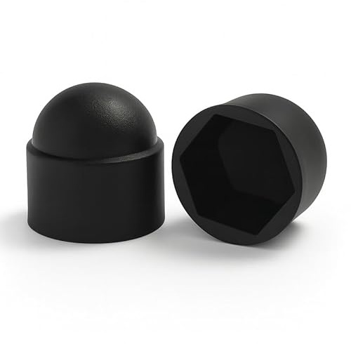 Sechskant Abdeckkappen [für M10 - SW 17 mm, 50 Stk] - Schwarz Kunststoff Schutzkappen für Schrauben & Muttern