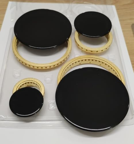 M SHOP ITALIA Kit 4 Corone in Ottone e 4 Piattelli Lucidi, Compatibile con Lofra Nardi Samet, Ricambi per Piano Cottura Cucina a Gas, Colore Nero (aux + medio + 2 rapidi)