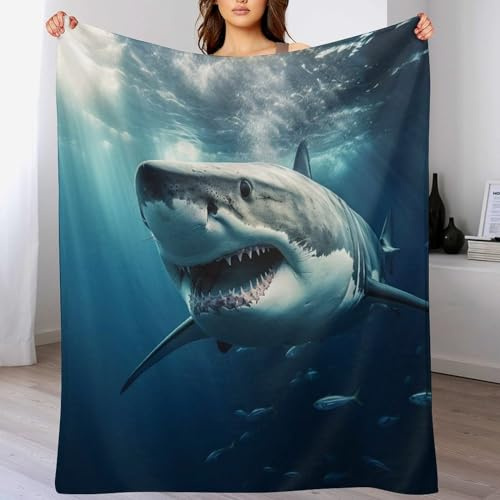 LLLBBB Hai Wohndecke Weiche Flannel-Decke Sofadecke Fleece-Decken Vier Jahreszeiten Wohndecke Für Bett/Couch 150×200cm