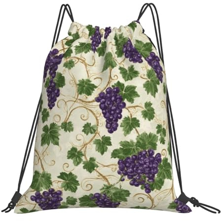 Weinrebe Sportbeutel Kordelzug Beutel Leicht Tasche Für Damen Herren Schwimmen 36X42Cm