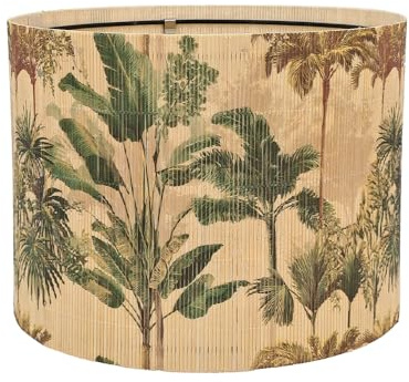 Rustic Lamp Shade Tropical Palm Tree Pattern Art Deco 30x23 cm | Natural Bamboo Material,Ideal for Table and Floor Lamps Easy Assembly,Unique for Living Room Bedroom Office