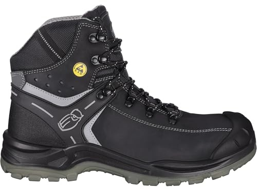 Leibwächter Stiefel München L6122 Sicherheitsschuh S3S ESD – EN ISO 20345:2022 + A1:2024, Fiberglas-Zehenschutzkappe, PU/PU Sohle, schwarz, Gr. 43