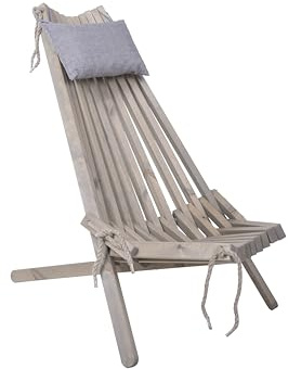 DELUKE Liegestuhl Sonja Aschgrau Kiefer | Gartenstuhl Relaxsessel Gartenliege Balkon
