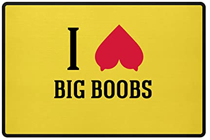 I Love Big Boobs | Tits Boobies Titten Brüste - Fußmatte -60x40cm-Yellow