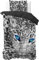 Sleeptime Bettwäsche 2teilig 135cm x 200cm 2teilig grau - Cheetah - weich & bügelfrei Bettbezüge mit Reißverschluss - Bettwäsche Set mit 1 Kissenbezüge 80cm x 80cm