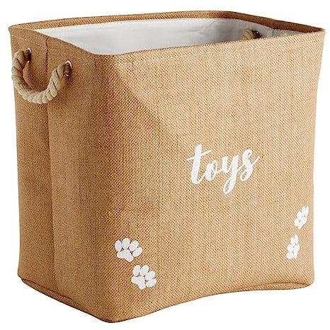 Foldable Dog Toy Basket, Pet Accessories Storage Bin (38.1 x 30.5 x 35.6 cm)