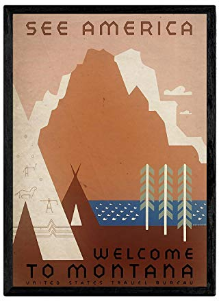 Nacnic Vintage Poster Discover America. Blätter für Interieur mit klassischen und antiken Werbebildern zu dekorieren. Gemälde Retro-Dekor. A3