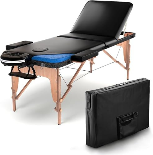 FENIXSHOP24 - LETTINO MASSAGGIO PROFESSIONALE 3 ZONE IN LEGNO PORTATILE E PIEGHEVOLE COD-10