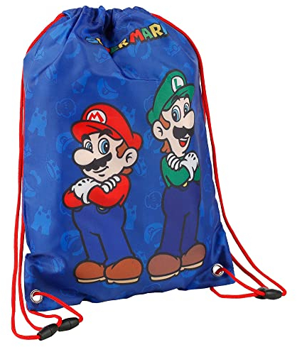 Lunch Bag Super Mario und Luigi - Atmungsaktiver und Strapazierfähiger Stoff - Kordelzug - Geräumig - Für Leichtgewicht - 29 x 40 cm - Toybags