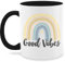 Tasse Tassen 325ml - Statement - Boho Regenbogen Good Vibes - 325 ml - Schwarz - statement-tasse statements kaffetassen sprüche kaffeetasse mit groß kakao