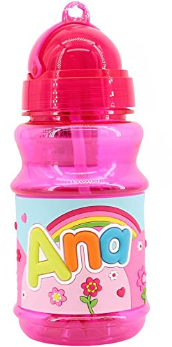 Botella Agua con nombre Ana para niños, 100% a prueba de fugas, sin BPA, 350 ml, para guardería, colegio, viajes y deporte Regalo de Niños 5-10 años para Colegio Cumpleaños(350ML))