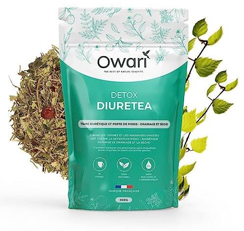 OWARI Diuretea - Thé Détox - Tisane Draineur Puissant - Infusion Thé en Vrac - Tisane Anti-Rétention d'Eau - 100 g - Ingrédients 100% Naturels - Tisane Produite en France