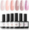 Modelones Gel Nail Polish Set, 6 Colors Nude Pink Gel Polish Summer Gel Nail Polish Set Soak Off Glitter Nail Gel Nail Art DIY Manicure Salon and Home for Women
