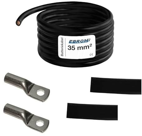EBROM Batteriekabel „DIY SET MASSEKABEL SCHWARZ 35 mm² 150cm Schuh 2xM8