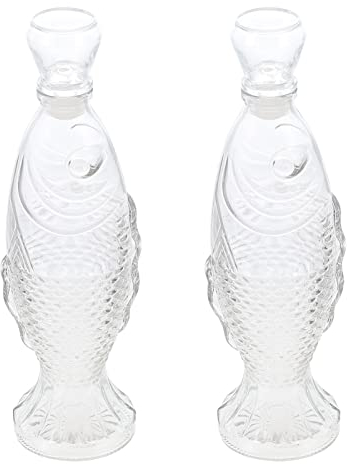 Milisten Fisch Vase Fischf?rmige Glasflaschen: 2Pcs Glasblume Fischdesign Dekanter mit Luftdichten Stopper Dekorative Glasflaschen Meldung Wunschflasche für Party 250Ml