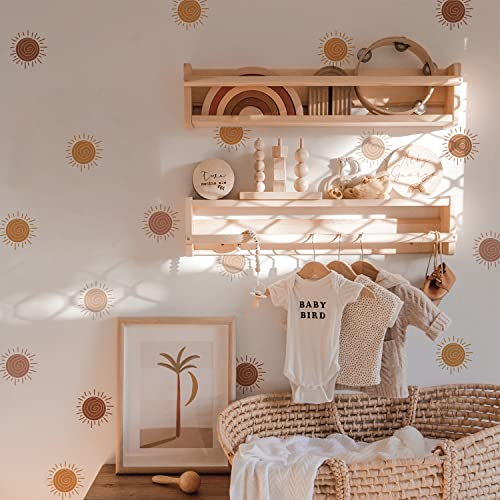 funlife 72 Stück Wandaufkleber für Kinderzimmer Babyzimmer, selbstklebende PVC-Wandtattoo Wandsticker, Boho-Stil-Aufkleber für Mädchen Jungen Baby, Boho Sonne