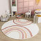 TT Home Babyzimmer Teppich Rund Kinderzimmer Waschbar Regenbogen Sonne, Farbe:Rosa Beige Pink, Größe:160 cm Rund