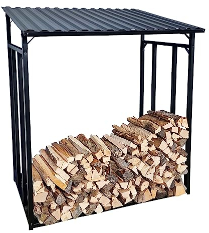 vanvilla Kaminholzregal aussen Metall 110x70x145 cm 0,9 m³ Brennholzregal außen Holzlagerregal Holzlager aussen Größe M