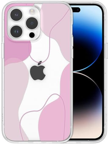 DEFBSC Compatible with iPhone 15 Pro Max Case, Transparent Color Mix Aesthetic Design Soft TPU Bumper Slim Thin Shock-Absorbing Protective Phone Cover - Pink