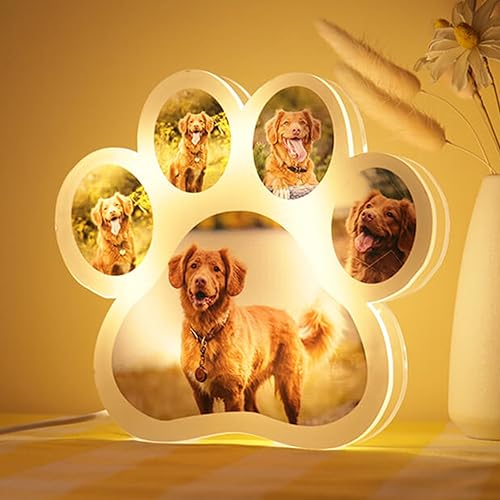 Personalisierte Hund Pfote Foto Licht, benutzerdefinierte Bild Haustier Hund Memorial Foto Nachtlicht für Schlafzimmer,Hund Verlust Gedächtnis Geschenk für Haustier Liebhaber Weihnachten (dog paw 1)