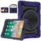 ROSROME Case for iPad 6th/ 5th Generation 9.7 Inch: Heavy Duty Rugged Cover for Air 2/ Pro 9.7 2017/2018 with Screen Protector & Pen Holder & Kickstand & Strap for kids, Navy Blue