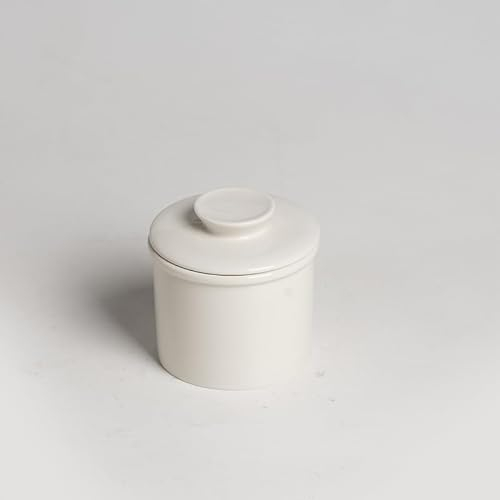 TOATELU Runde Keramiken Butterdose: 1 Stück keramische Butterglocke, wassergekühlt für frische, weiche Butter, für den täglichen Gebrauch (Weiß)