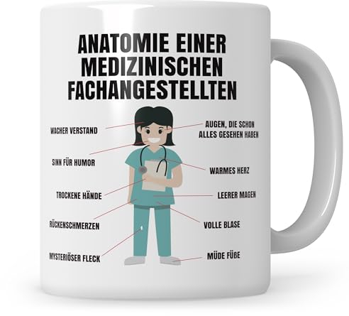 Sweetify lustige MFA Tasse Arzthelferin Geschenk für Medizinische Fachangestellte Anatomie Geschenkidee Kaffeetasse