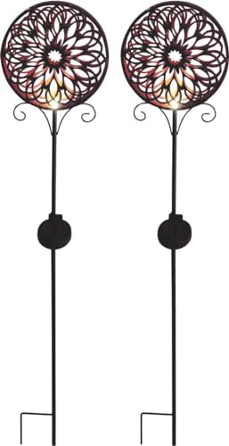 Luxform, Solarleuchten für außen, Mandala, Solarleuchten für außen, Solarlampen für außen Balkon, Wandleuchte, Außenwandleuchten, Kunststoff, Schwarz2 Stück