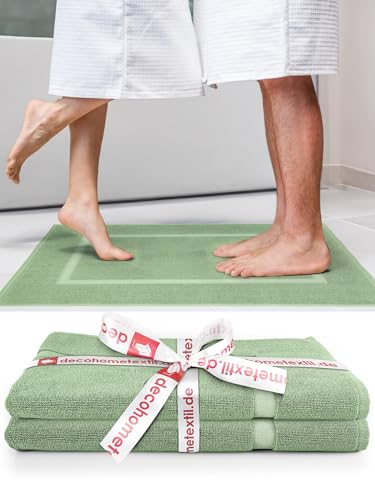 DecoHomeTextil Handtuch-Set 2 Badematten in Salbeigrün aus 100% Baumwolle, hochwertig, kuschelweich und saugstark