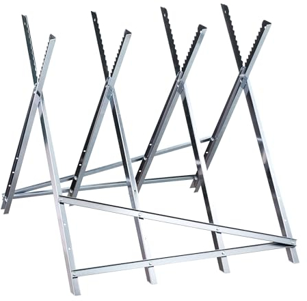 Relaxdays Sawhorse, Wood Sawing, Foldable, Load Capacity 150 kg, Chainsaws Frame, Steel, HWD: 80 x 80 x 82 cm, Silver