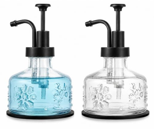 Tioncy Antike Seifenspender, für Küche, Badezimmer, Arbeitsplatte, Glas, Seifenspender, nachfüllbar, rustikal, dekorativ, Gothic, Kleiner Flüssigkeitsbehälter mit rutschfestem Silikon-Untersetzer,
