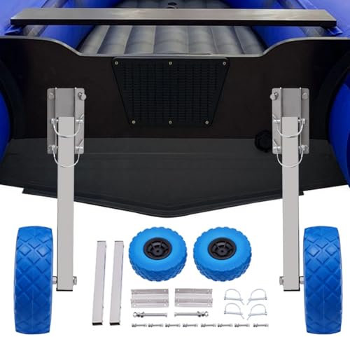 DAOHHFO Boat Launching Wheels, Boat Transom Launching Wheel Dolly Stainless Steel For Inflatable Boat, Folding Boat Launching Wheel for Dinghy Yacht Max Load 150kg,15×8.5CM, Tyre 25CM