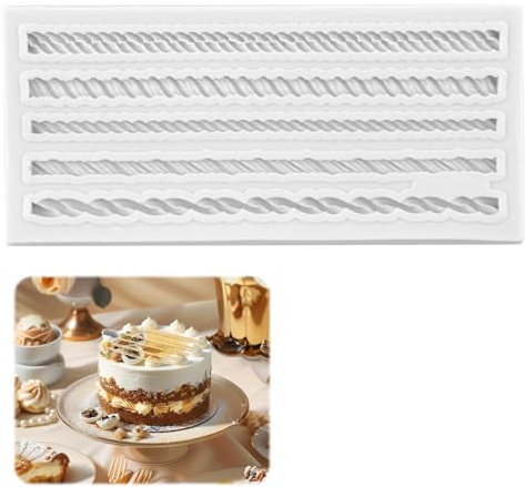 Knit Rope Silicone Molds, Retro Chocolate Baking Mould, Scroll Border Embossed Lace Mold, Fondant Decorating Tool for DIY Sugarcraft Cupcake Cakes Gumpaste Clay