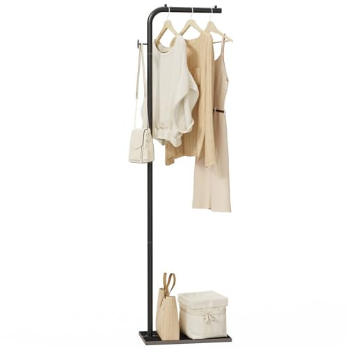OUTBROS Porte-Manteau, Support à Coucher sur Pied avec Crochet, Base en Marbre, Métal Porte-Vêtements pour Entrée, Salon, Chambre, Bureau, 39 x 26 x 180 cm, Noir